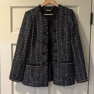 Elegant Black Tweed Women's Jacket